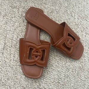 A New Day Women's Tan Slide Sandals
